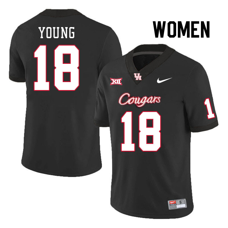 Women #18 Koby Young Houston Cougars College Football Jerseys Stitched-Black